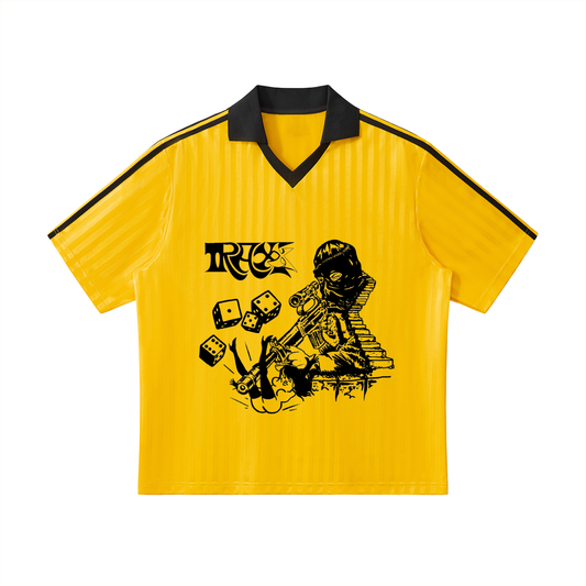 Contrast Collar Striped Soccer Jersey