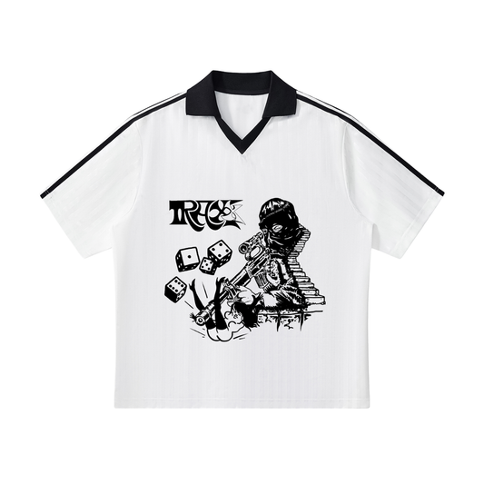 Contrast Collar Striped Soccer Jersey